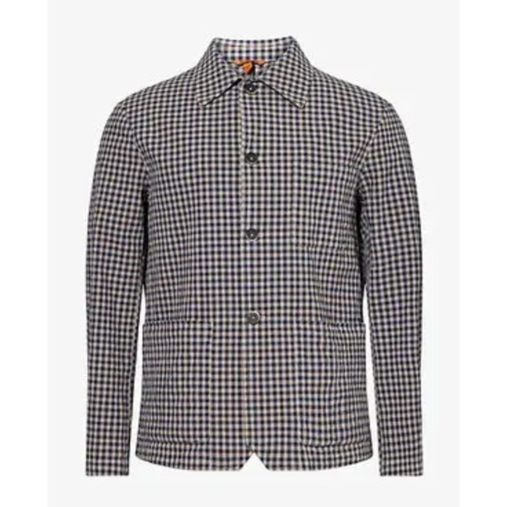 BARENA VENEZIA CHECK PATTERN PATCH POCKET COTTON OVERSHIRT IT50 US L RETAIL 756$